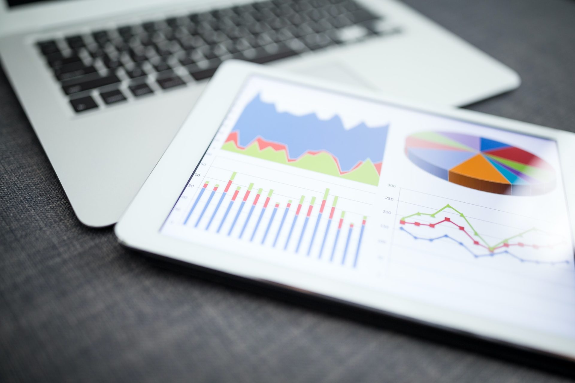 Tablet and mobile phone on desk