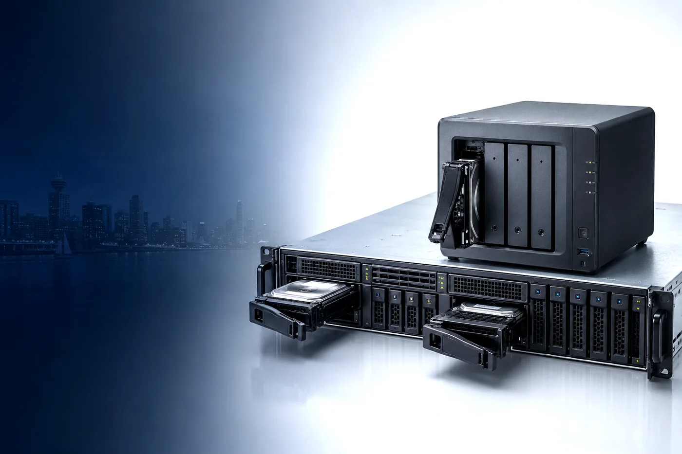 RAID array, NAS and rackmount server hardware in TeraDrive BC data recovery lab